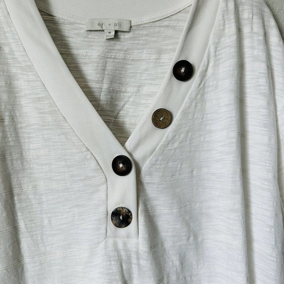 Anthropologie Eri+Ali Seaside White Button V-neck Blouse - Picture 4 of 5
